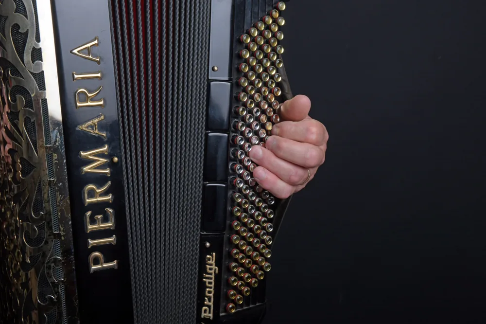 Gros plan sur les touches de l'accordéon